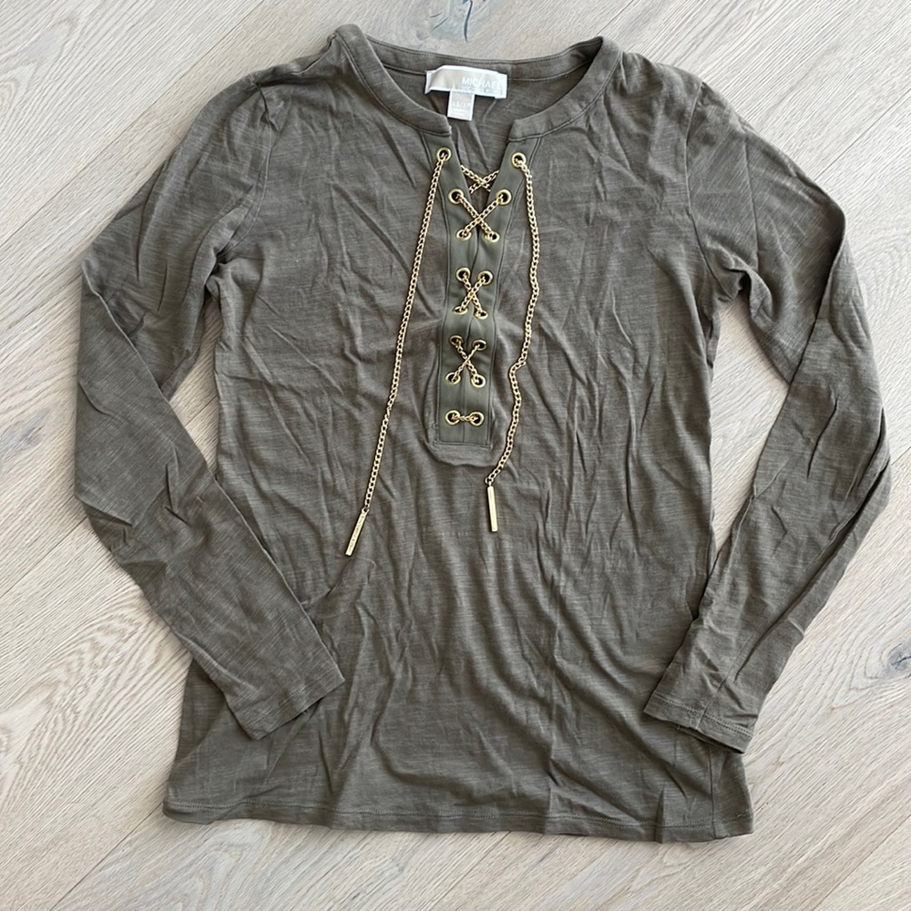 NWOT Michael Kors green shirt XS